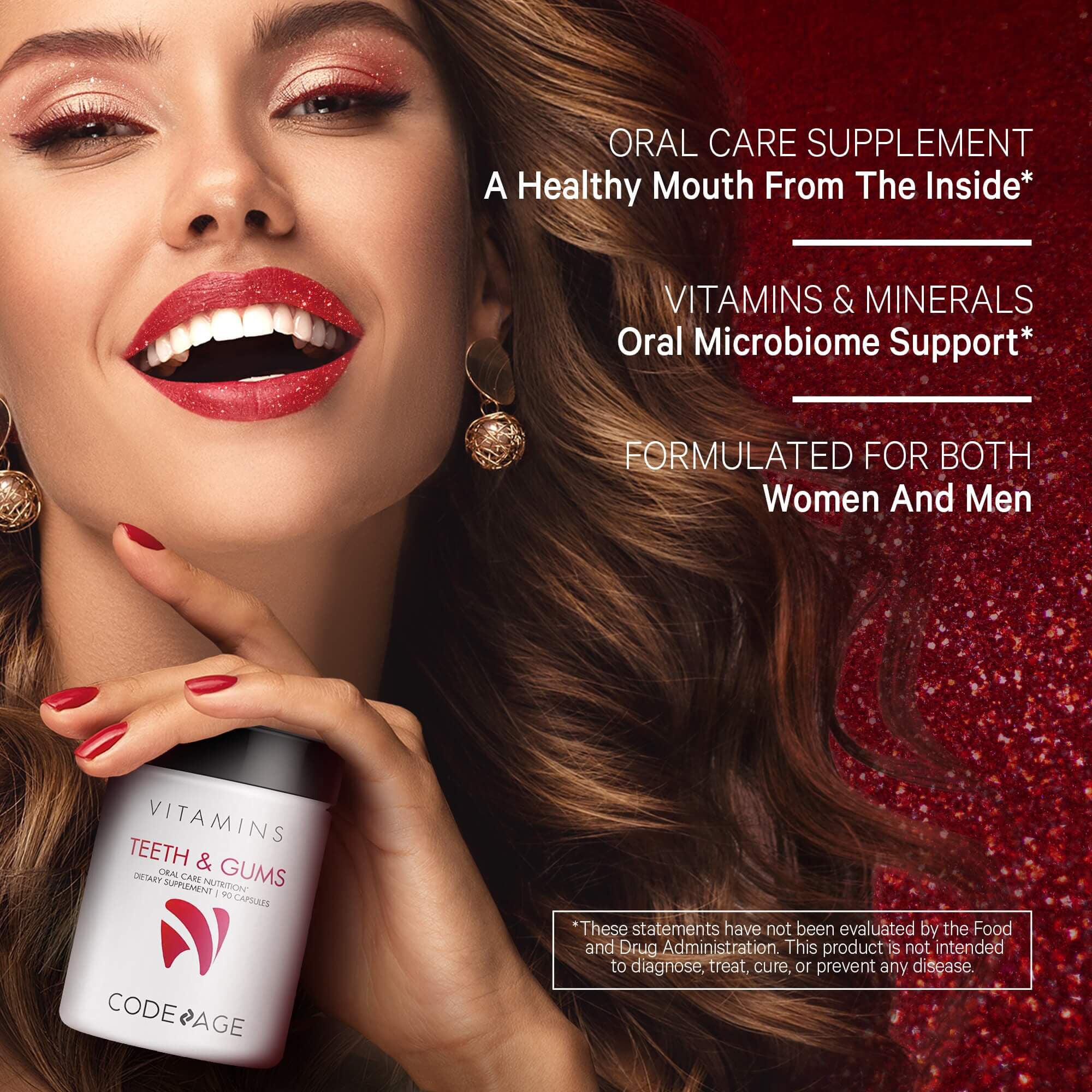 Teeth & Gums Vitamins - Daily Multivitamins & Minerals + Collagen - 90 Capsules (90 Servings)